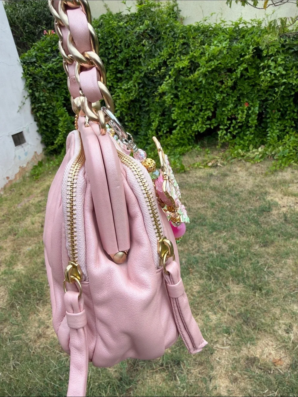 Coach Parker 13621 Pink Pearl Leather Kisslock Shoulder Bag Chain NWT Rare